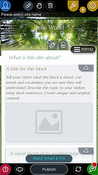 Plně funkční aplikace pro tvorbu webových stránek na tabletech a telefonech s Androidem
